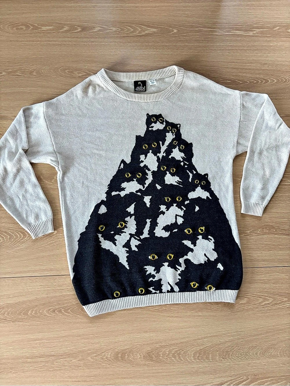 Pretty Snake Cat Sweater Gray Black Size XS-T